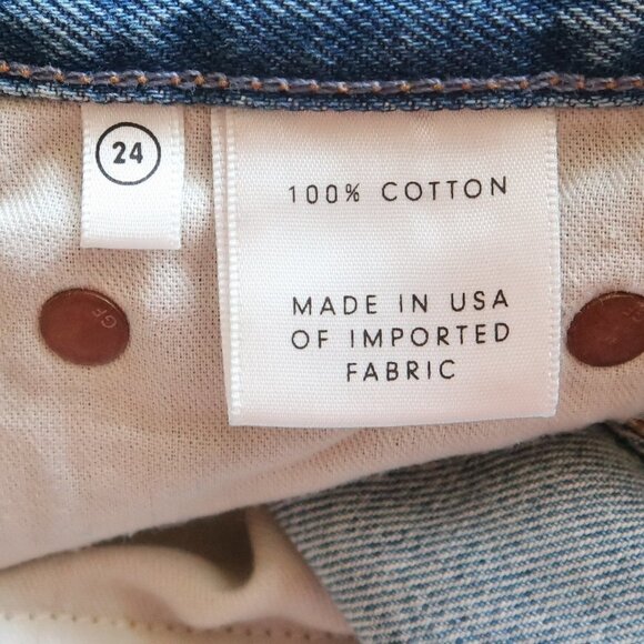 GRLFRND Karolina Mid Wash Blue Distressed Ripped Bermuda Denim / Jean Shorts 24 - Picture 5 of 7